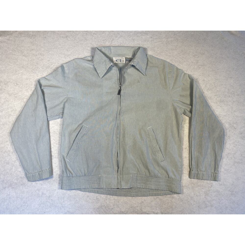 White & Blue Pinstripe 100% Cotton Lightweight Jacket Size S